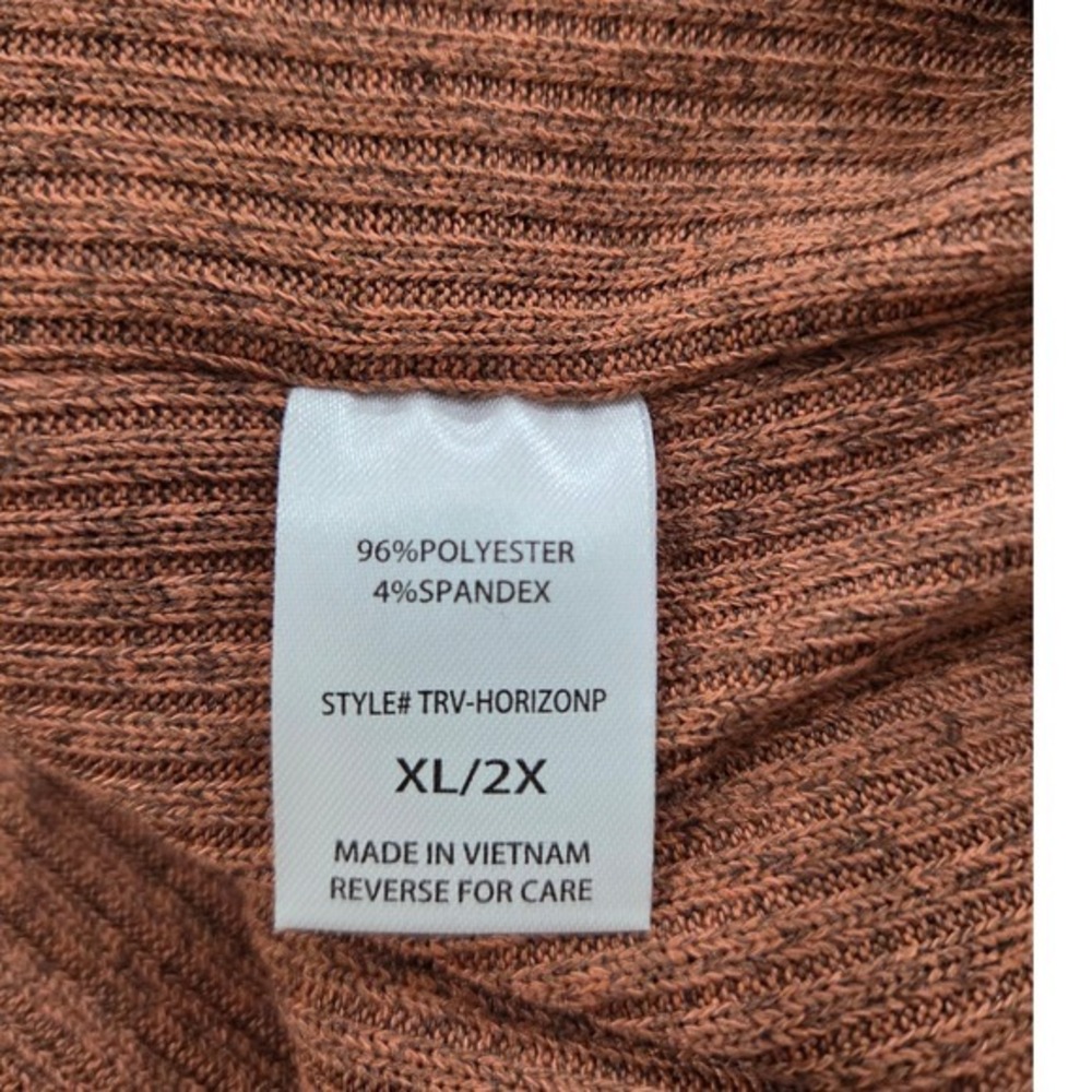 Dear Scarlett Rust Brown Ribbed Knit Hooded Poncho Kangaroo Pocket XL/2X - Picture 4 of 6